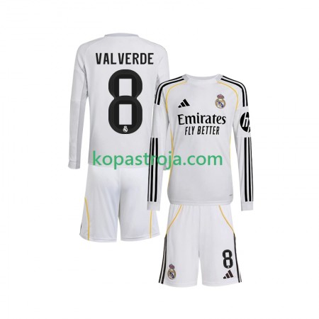 Billiga Fotbollströjor Real Madrid Valverde 8 Barn Hemma tröja 2025/26 Långärmad